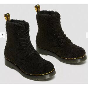 Dr. Martens 1460 Pascal Women's Boots US 8 Black Faux Shearling Ankle Boot NEW
